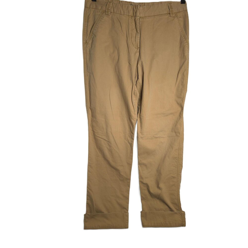 Bitten Khaki Cotton Spandex Cuffed Hem Chino Pants Size 14 Sarah Jessica Parker